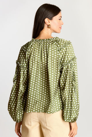 Olive Polka Dot Blouse