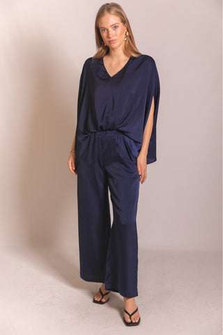 Navy Satin Pants