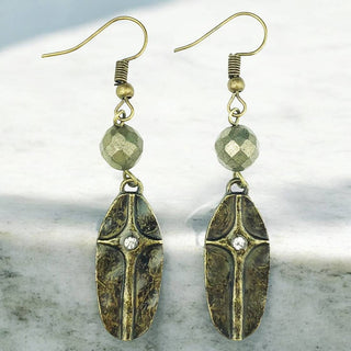 Pyrite and Metal Earring