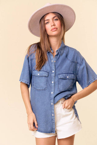 Denim Pearl Snap Shirt