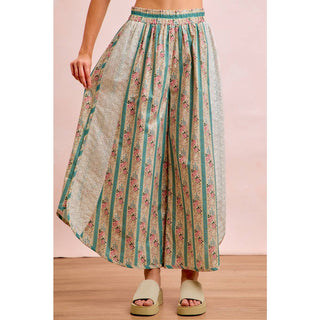 Floral Eyelet Wide Leg Pants