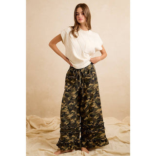 Ruffled Camouflage Pants