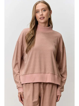 Striped Mock Neck Top