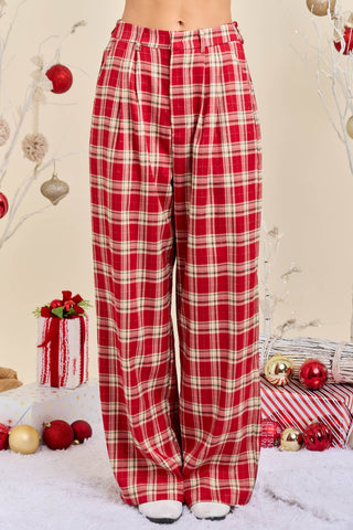 Red Holiday Plaid Pants