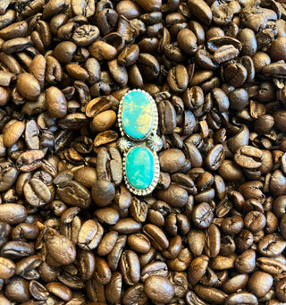 Double Kingman Turquoise Ring