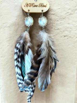 RB Natural Pearl & Feather Earrings