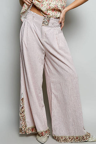 Floral Ruffle Wide Leg Pants