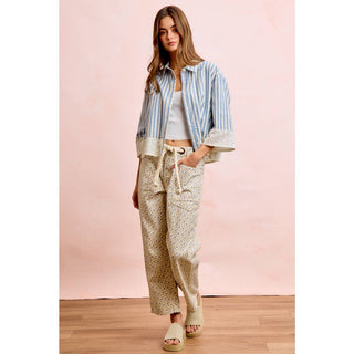Eyelet Hem Striped Shirt