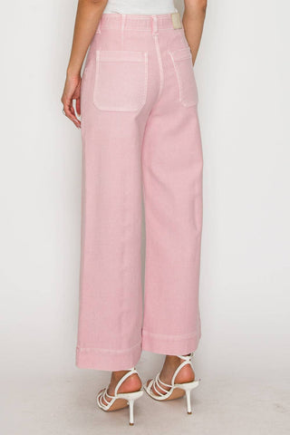 Pink High Rise Cropped Jean