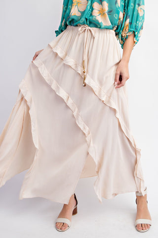 Gauzed Ruffled Maxi Skirt