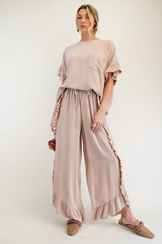 Khaki Ruffled Pant