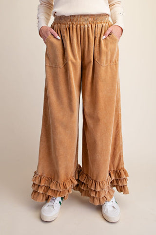 Ruffled Bottom Corduroy Pants