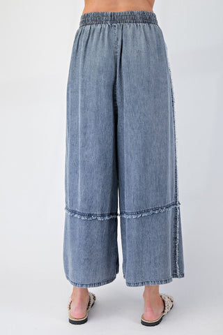 Washed Denim Palazzo Pants