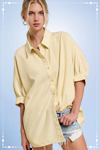 Yellow Striped Button-Down Shirt