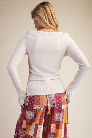 Lace Cuff Knit Top