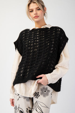 Black Crochet Sweater