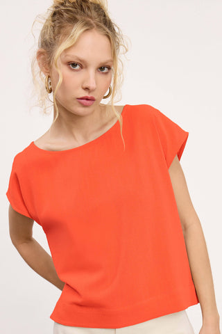 Tangerine Linen Top