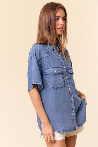Denim Pearl Snap Shirt