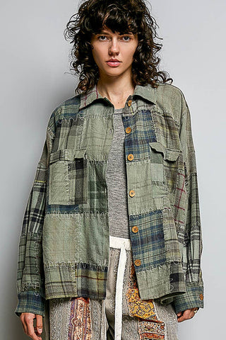 Vintage Patchwork Button-Up Shirt