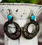 Turquoise Tooled Hole Earrings