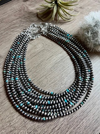 Sterling Pearls And Turquoise Choker