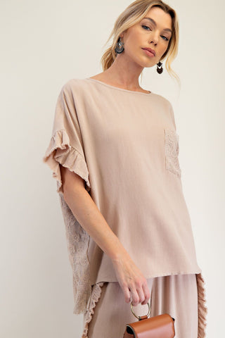 Linen & Lace Top