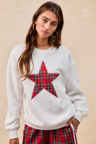 Plaid Christmas Star Top