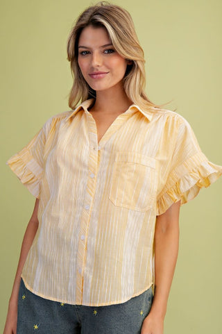 Banana Ruffled Button Down