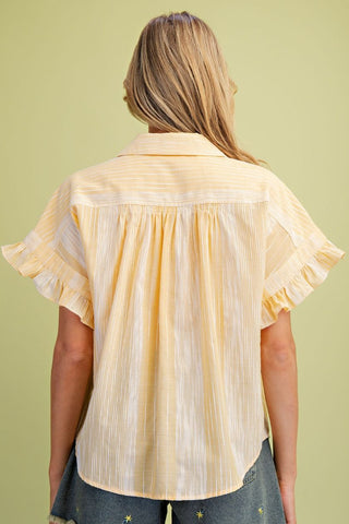 Banana Ruffled Button Down
