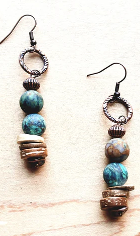 Frosted African Turquoise Earrings